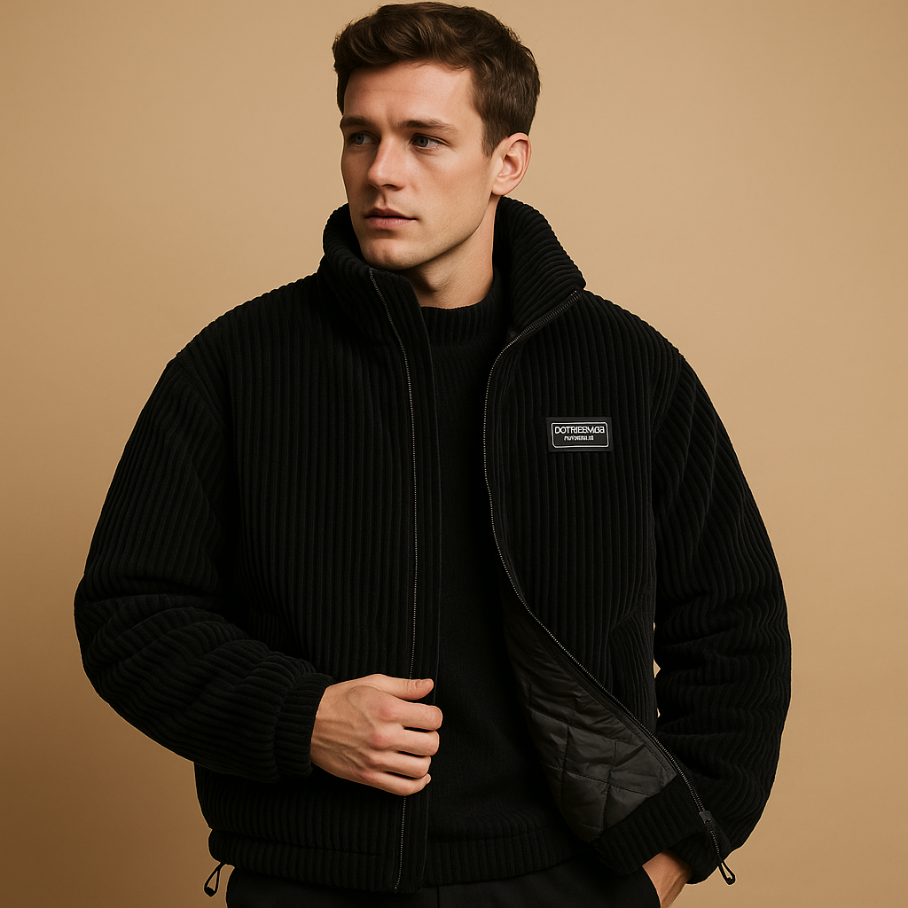Men’s corduroy jacket made from 12-layer soft corduroy with cotton lining, durable shape- and color-retaining design, ideal for cold days.