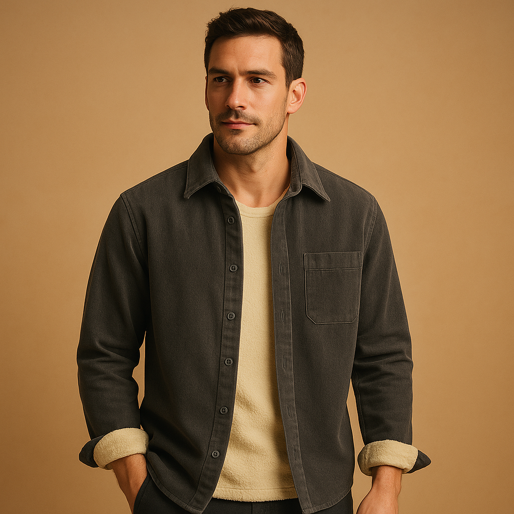 Men’s corduroy shirt with soft ribbed fabric and comfortable fit, offering a vintage look with modern versatility.