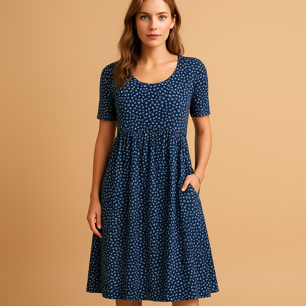 Women’s cotton midi dress with playful prints and a flattering fit, perfect for summer days, vacations, or casual city outings.