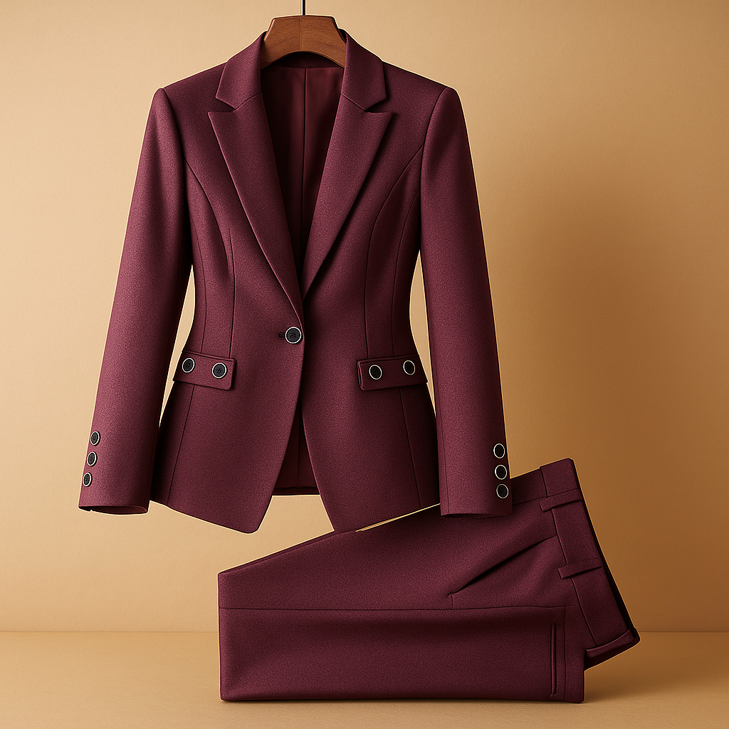 Elegant women’s blazer and trouser set with tailored fit, versatile design, and timeless style. Perfect for office, business meetings, or semi-formal events.