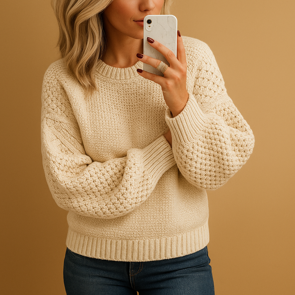 Elegant knit sweater for women with a comfortable fit, timeless style, and light warm fabric. Perfect for casual and formal wear in autumn and winter.