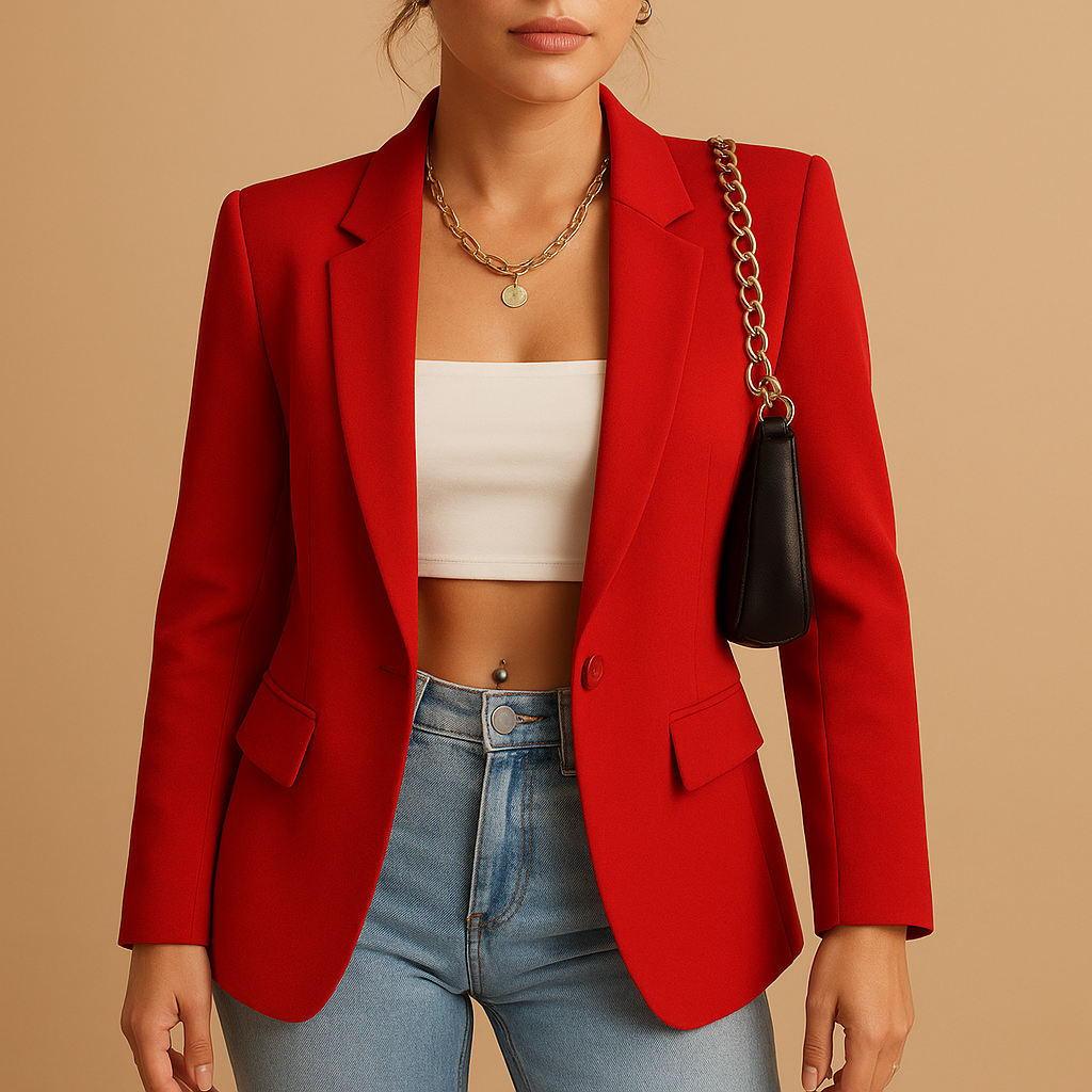 Women’s elegant tailored blazer with a flattering fitted cut, ideal for office outfits, formal occasions, or stylish casual looks.