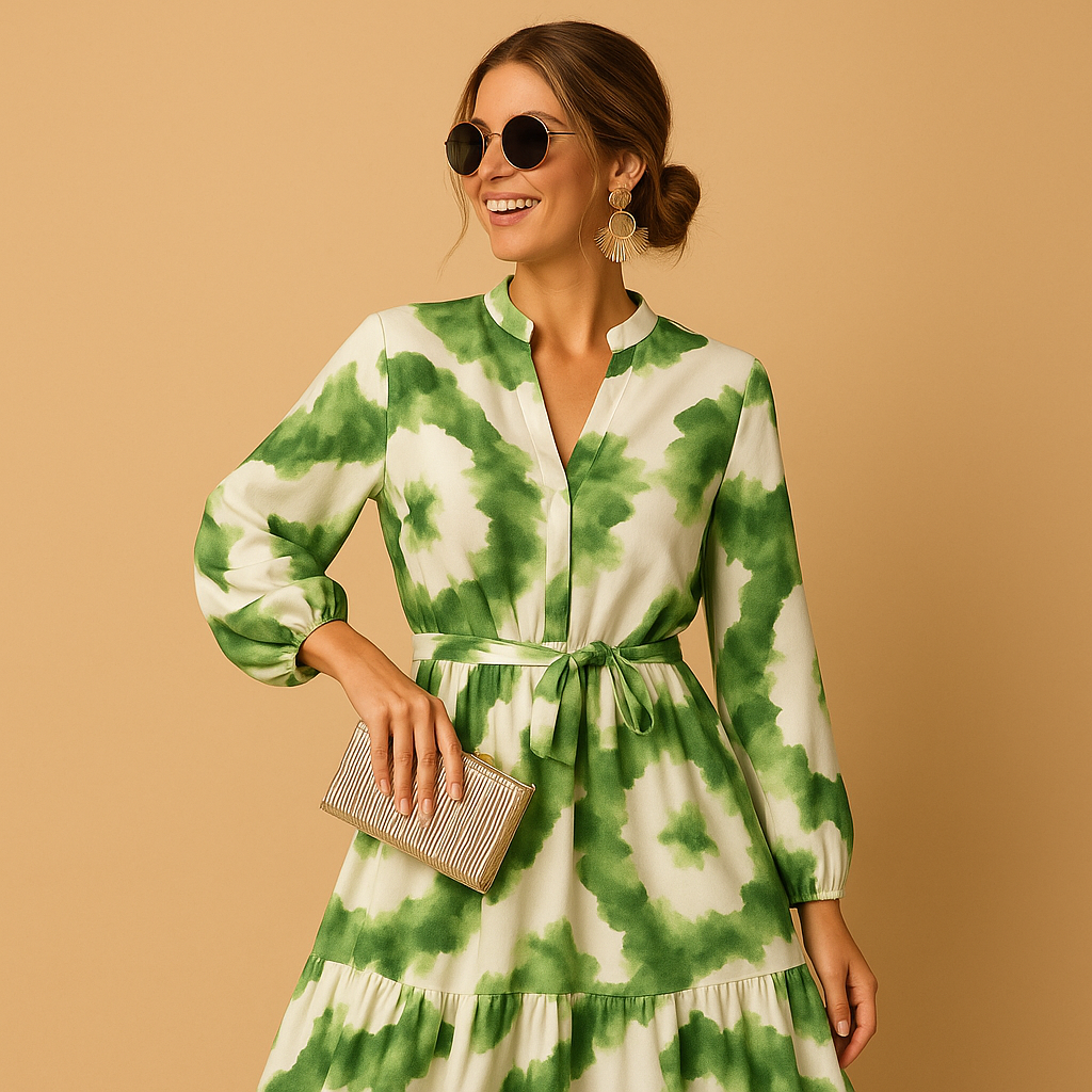 Women’s elegant V-neck maxi dress with long sleeves and flowing fit, ideal for formal events, romantic evenings, and festive occasions.