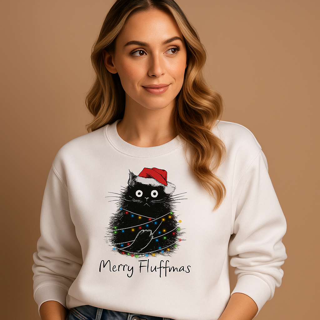 Festive Christmas sweater for women with relaxed fit and playful holiday pattern, perfect for family gatherings, parties, or cozy winter evenings.