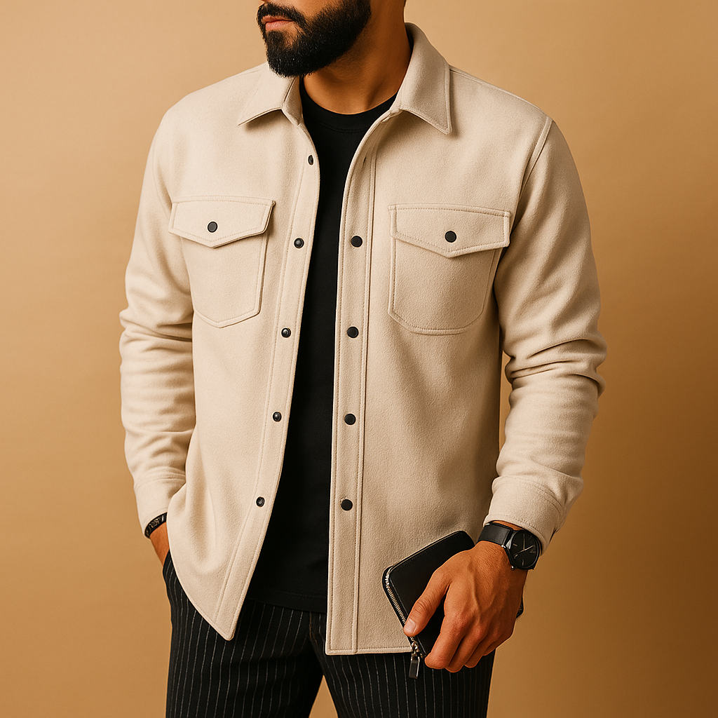Men’s warm flannel shirt with long sleeves, button closure, and soft fabric finish, perfect for autumn and winter in classic seasonal colors.