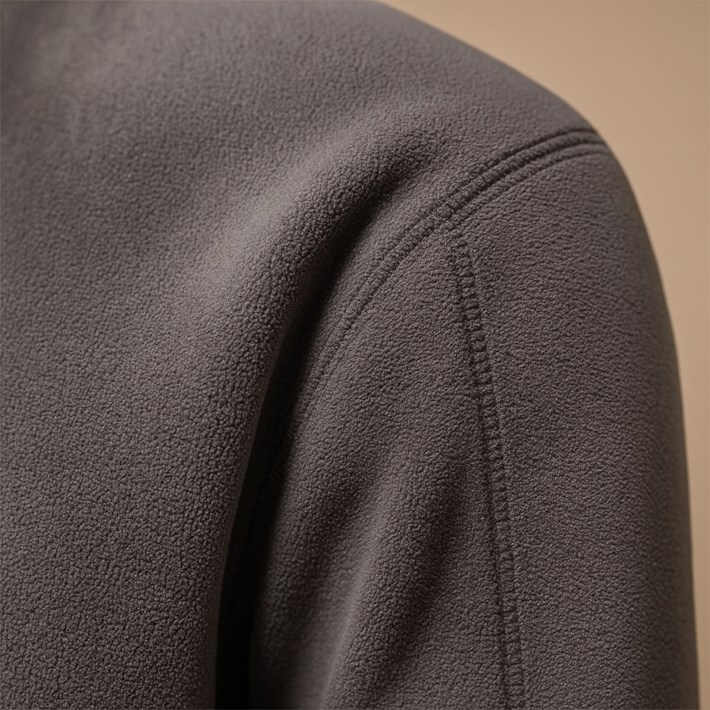Fleece half-zip pullover for men in dark grey, soft and warm design ideal for casual or outdoor wear during autumn and winter.