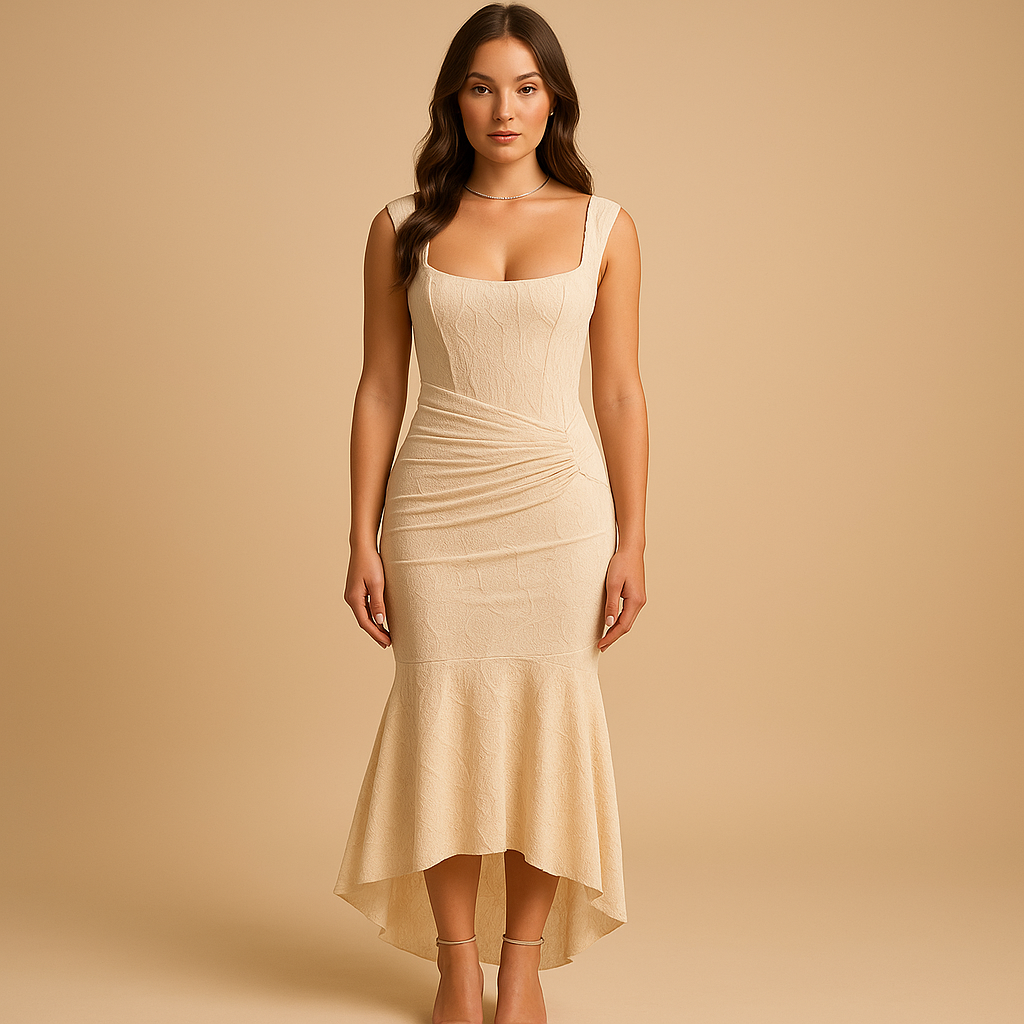 Women’s floral midi dress with breathable fabric and flowing fit, perfect for spring and summer brunches, garden parties, and casual outings.