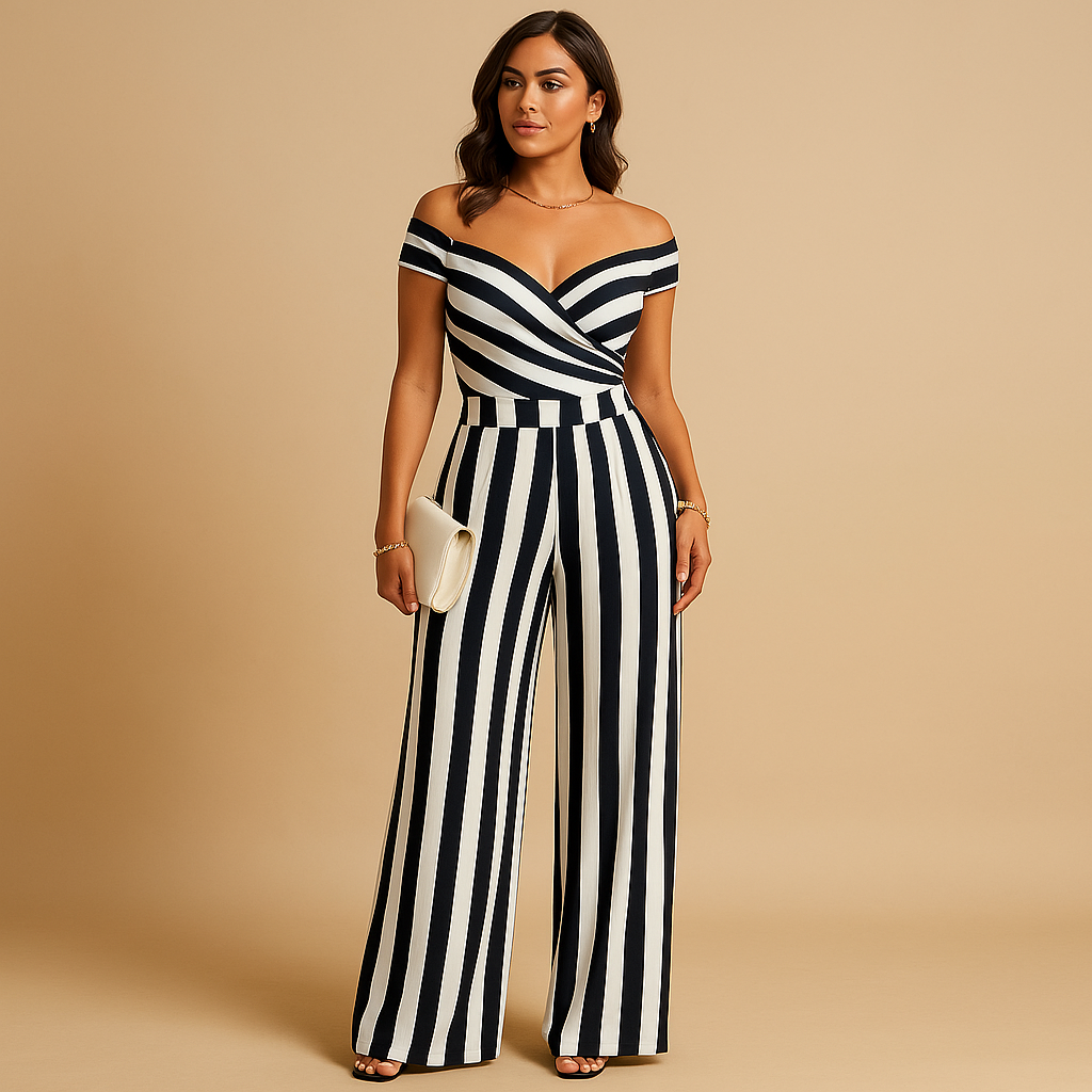 Elegant floral off-shoulder jumpsuit for women with blue and red flower print, perfect for weddings, parties, and summer events.