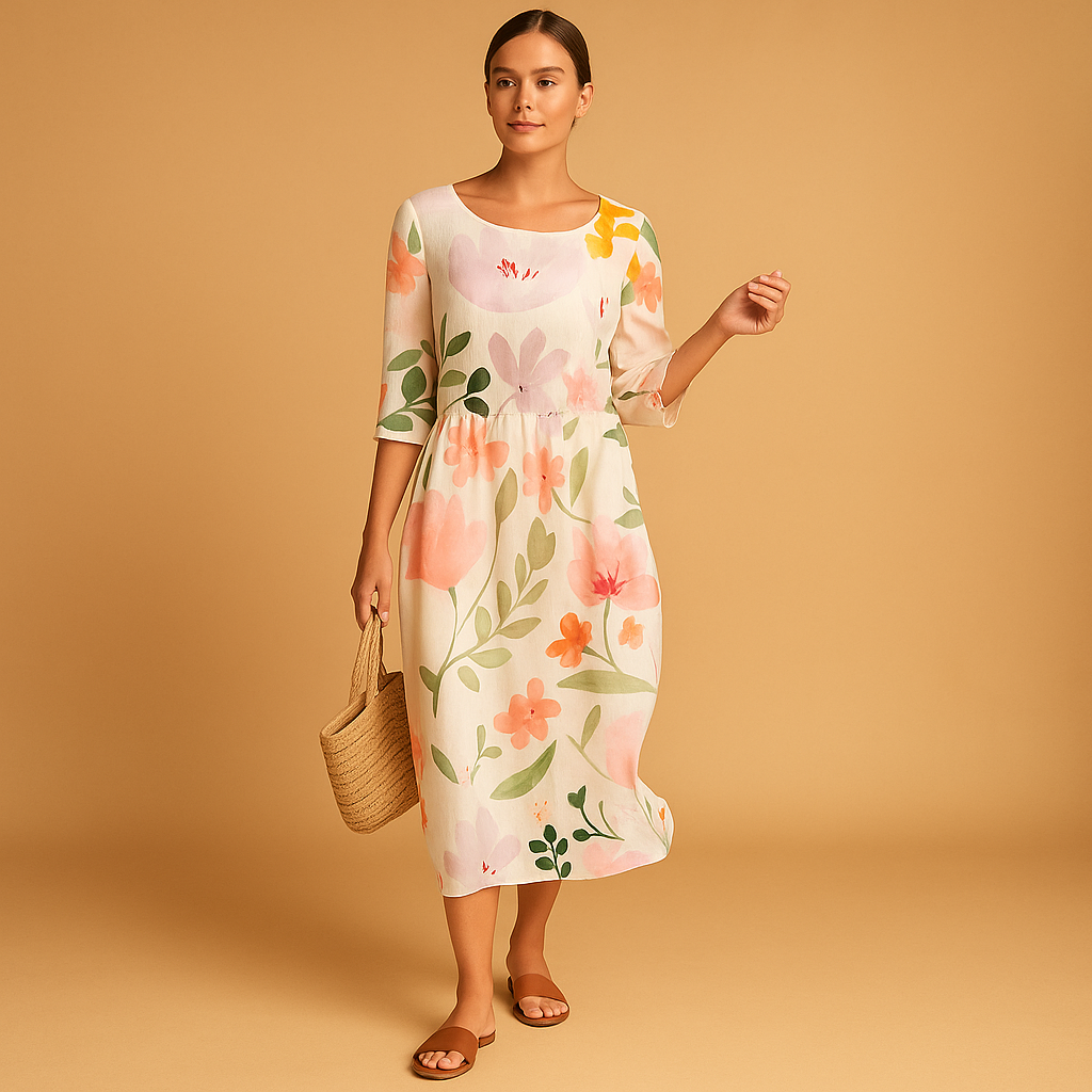 Women’s flowy midi dress with lightweight, breathable fabric and elegant silhouette, perfect for every season and any occasion.