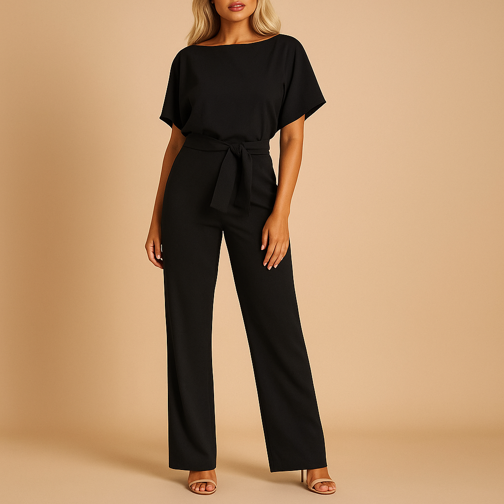 Glamorous glitter halter jumpsuit for women with open back and flared legs, perfect for parties, galas, and festive occasions.