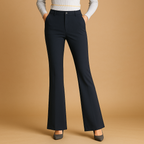 Women’s high waist flared pants with slim fit, wide legs, and cotton blend fabric. Practical pockets, perfect for work, casual, and formal outfits.