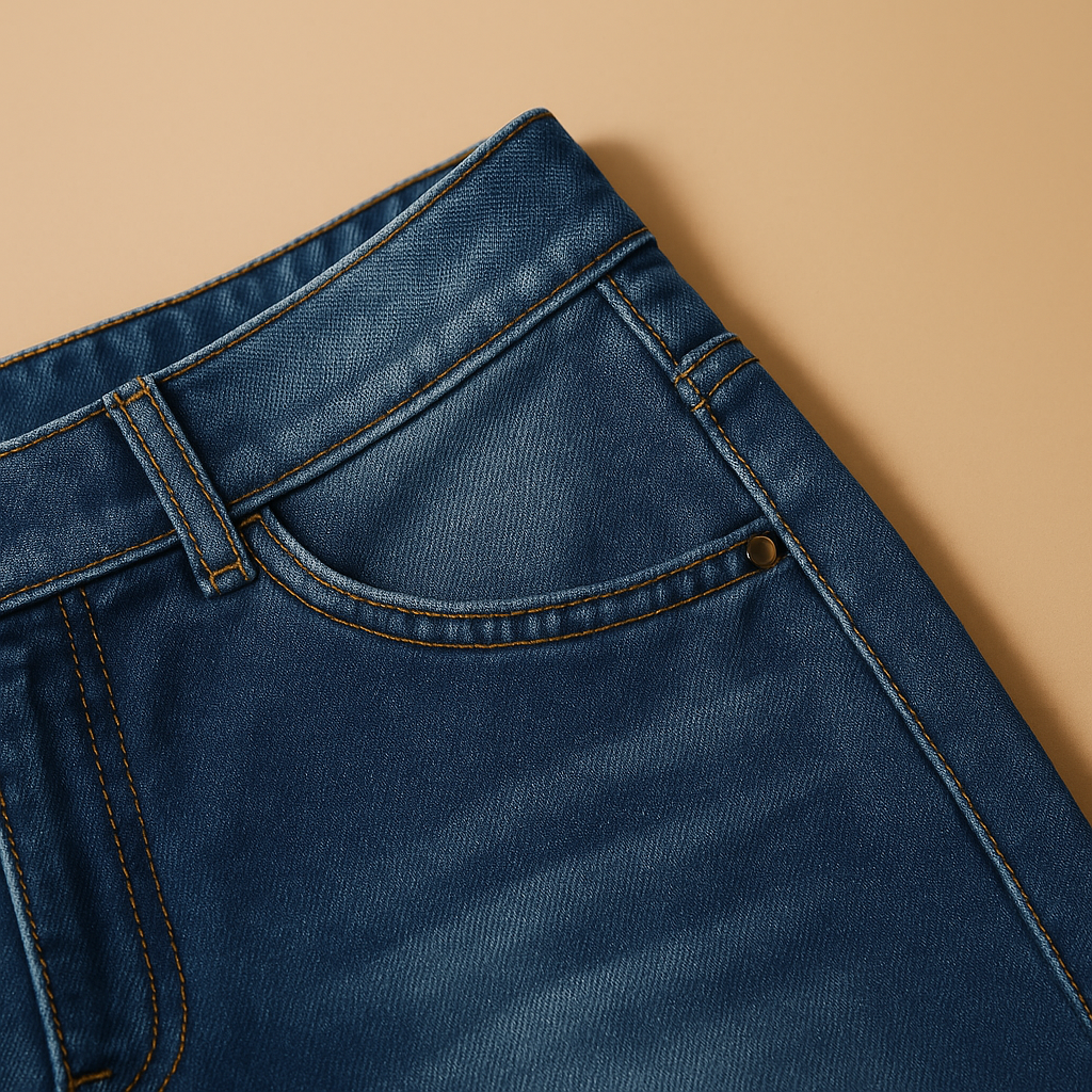 Women’s high-waist relaxed fit flared jeans in classic denim blue, designed for everyday comfort and a modern, laid-back look.