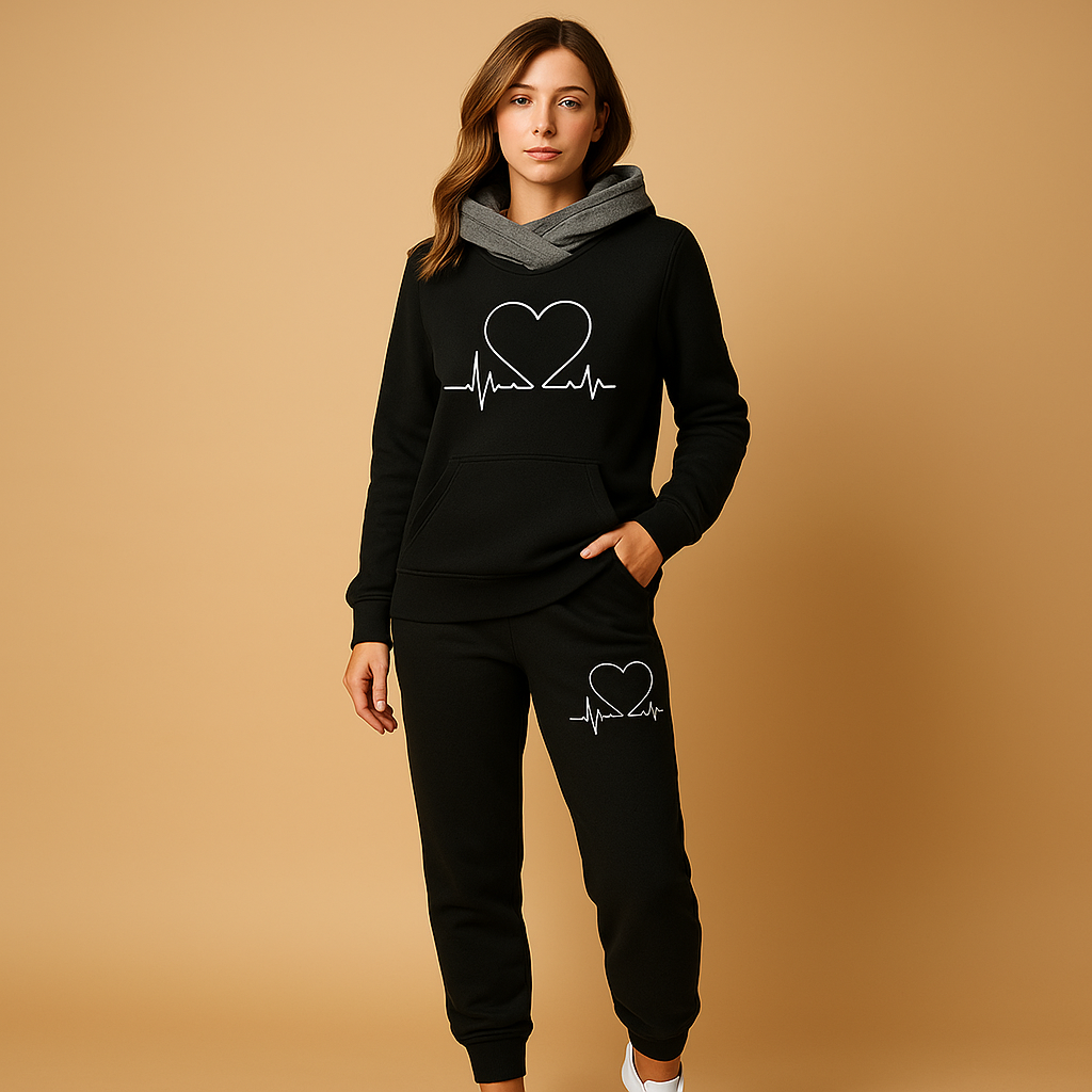 Women’s jogging set with jacket and jogger pants in a relaxed fit, perfect for home, city walks, or casual streetwear looks.