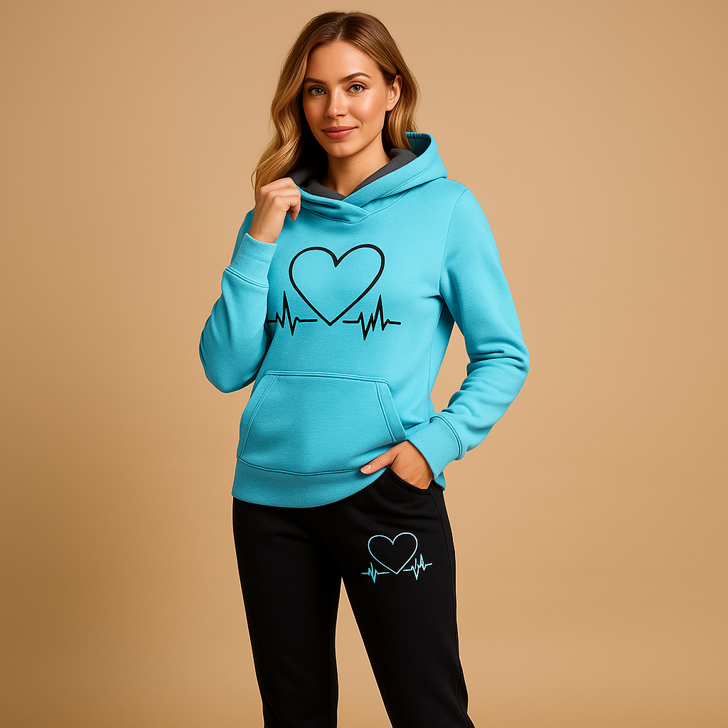 Women’s jogging set with jacket and jogger pants in a relaxed fit, perfect for home, city walks, or casual streetwear looks.