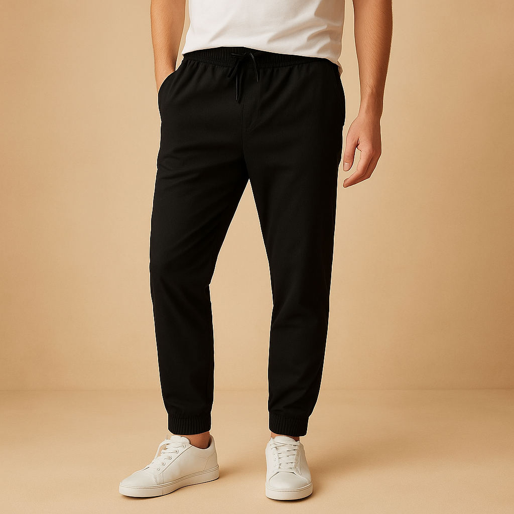 Men’s knitted winter pants with adjustable drawstring waist, thick soft fabric, and cozy lining, perfect for cold days, casual wear, and home comfort.