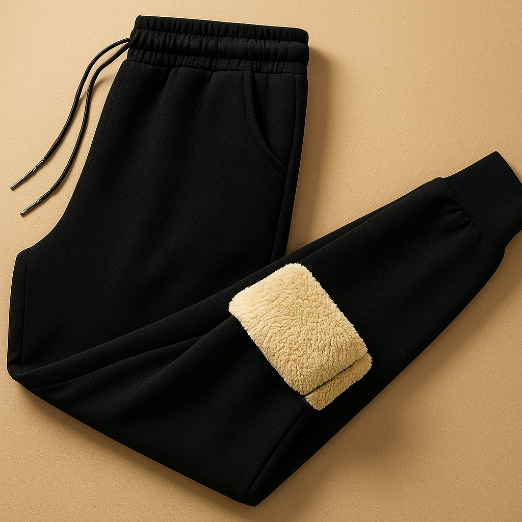 Men’s knitted winter pants with adjustable drawstring waist, thick soft fabric, and cozy lining, perfect for cold days, casual wear, and home comfort.