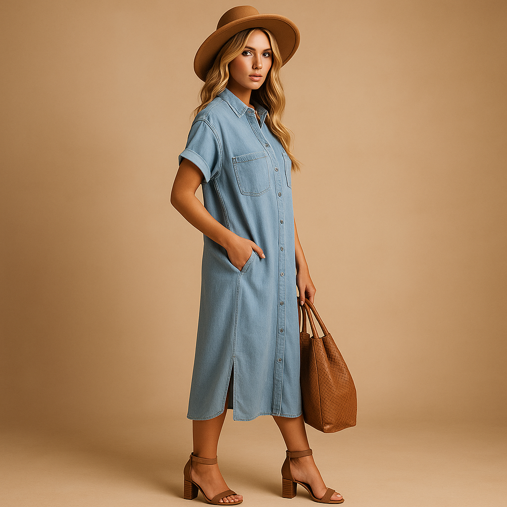 Light blue summer dress for women with a loose, breathable fit, perfect for casual wear, beach days, and warm summer outings.