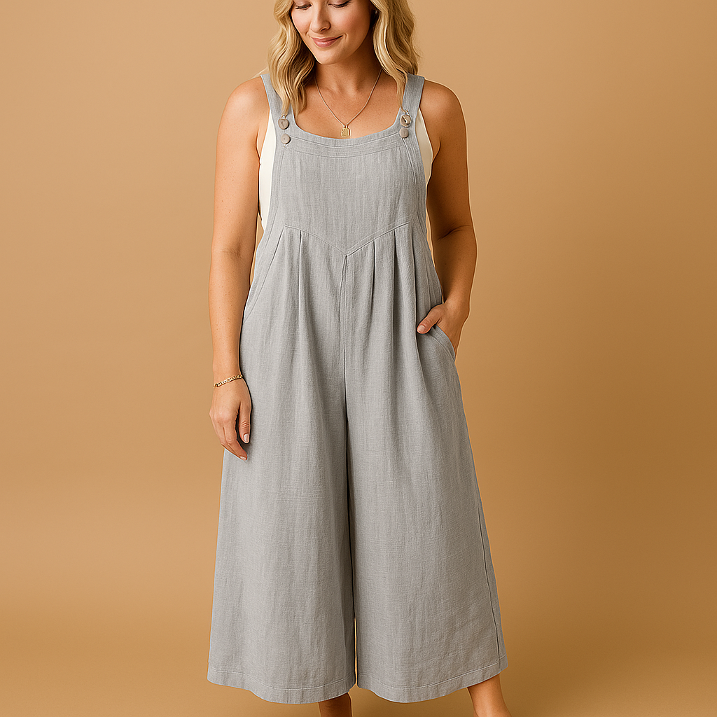 Women’s light cotton overall with adjustable straps in multiple colours, perfect for summer outings, shopping trips, and relaxed days at home.