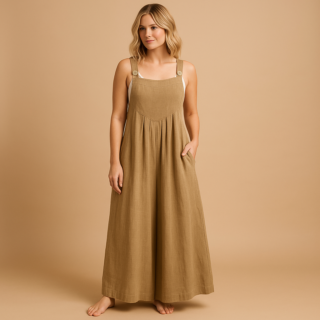 Women’s light cotton overall with adjustable straps in multiple colours, perfect for summer outings, shopping trips, and relaxed days at home.