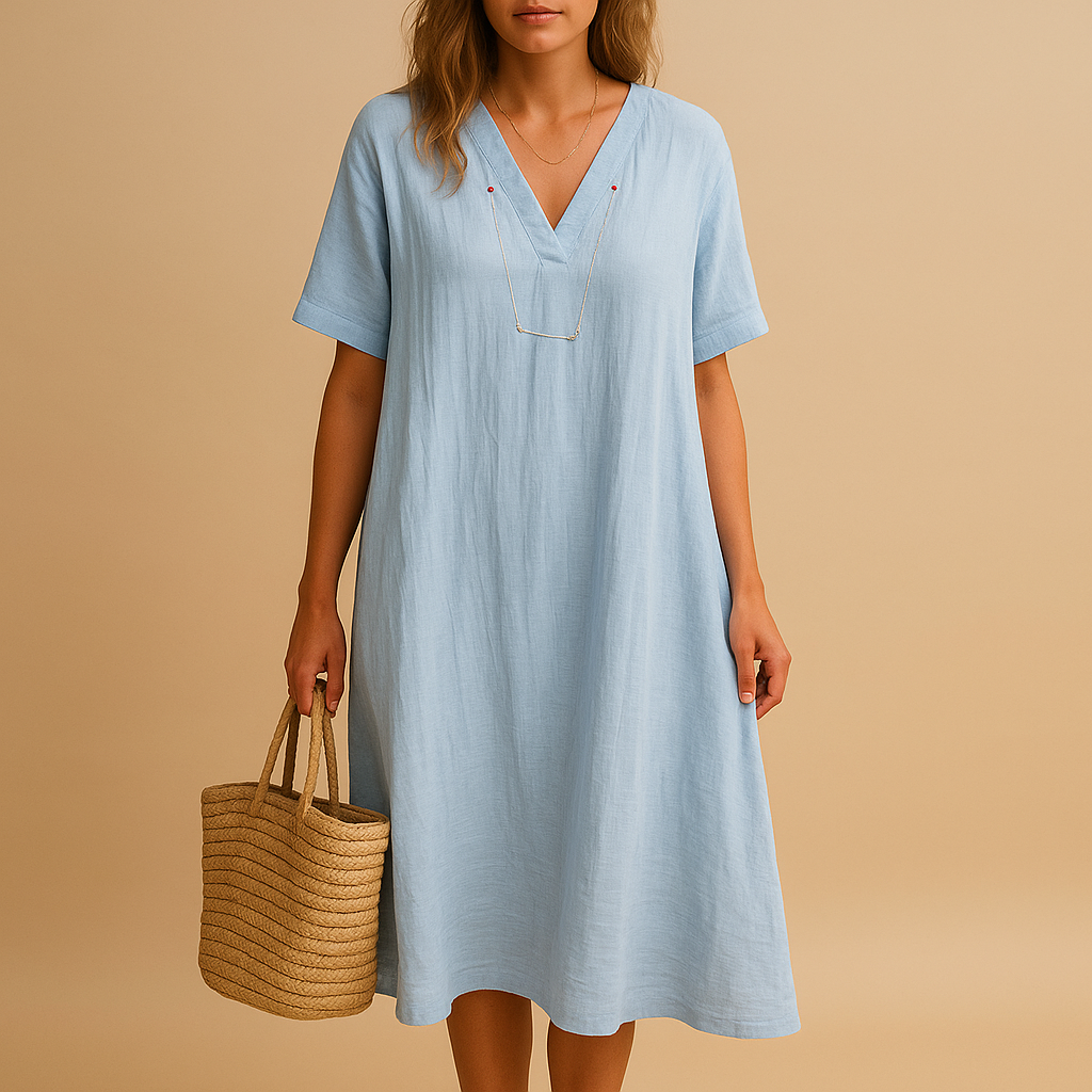 Women’s light summer dress with a loose, breathable fit in soft fabric. Perfect for casual outings, beach days, and festive summer occasions.
