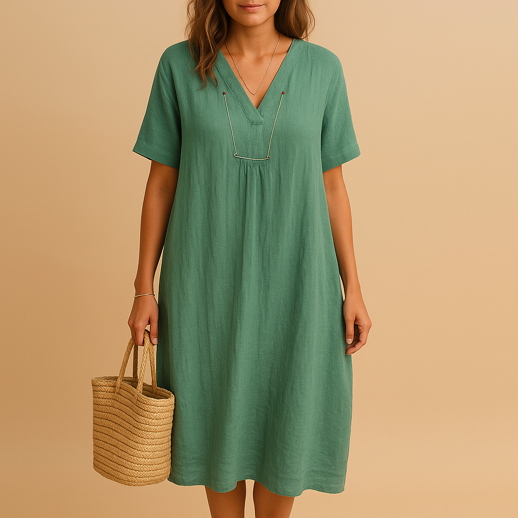 Women’s light summer dress with a loose, breathable fit in soft fabric. Perfect for casual outings, beach days, and festive summer occasions.
