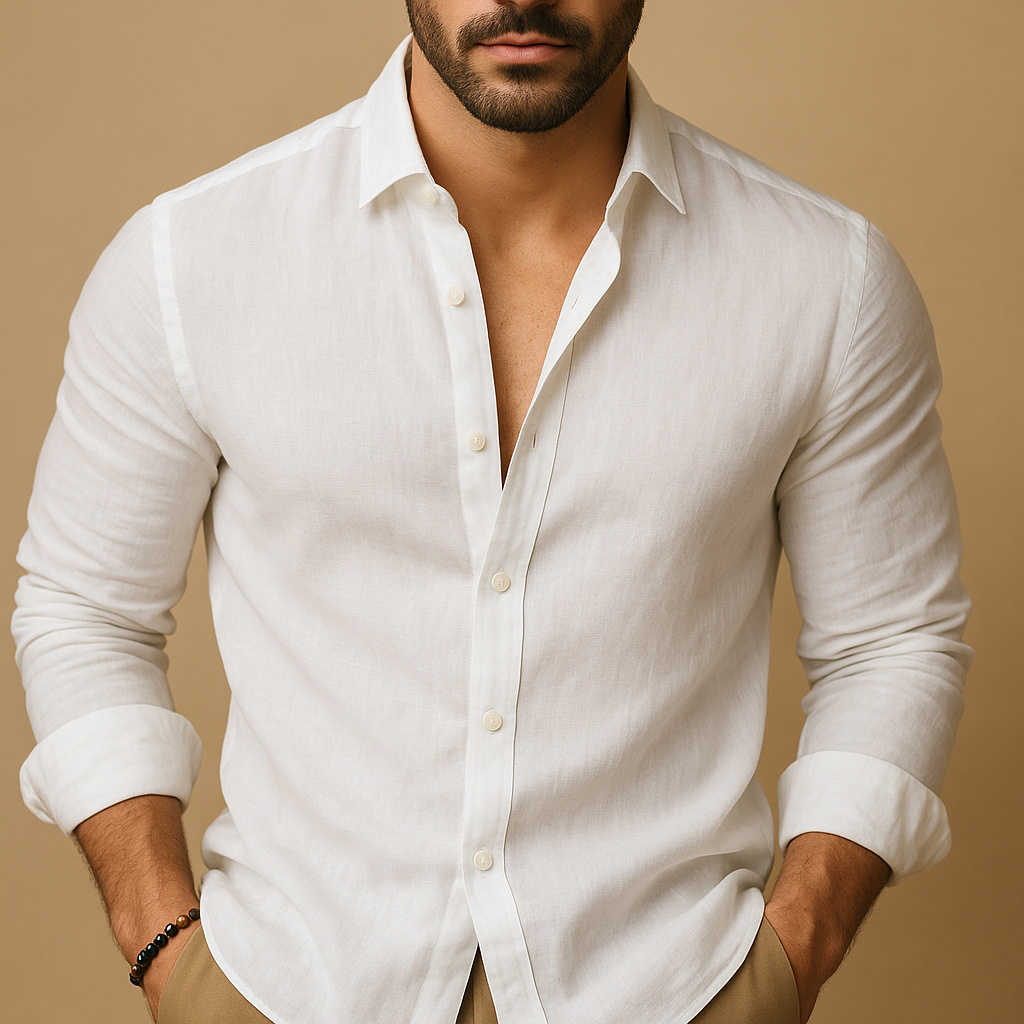 Men’s lightweight casual shirt with breathable fabric and relaxed fit, available in green, white, blue, black, and pink. Perfect for summer outfits.
