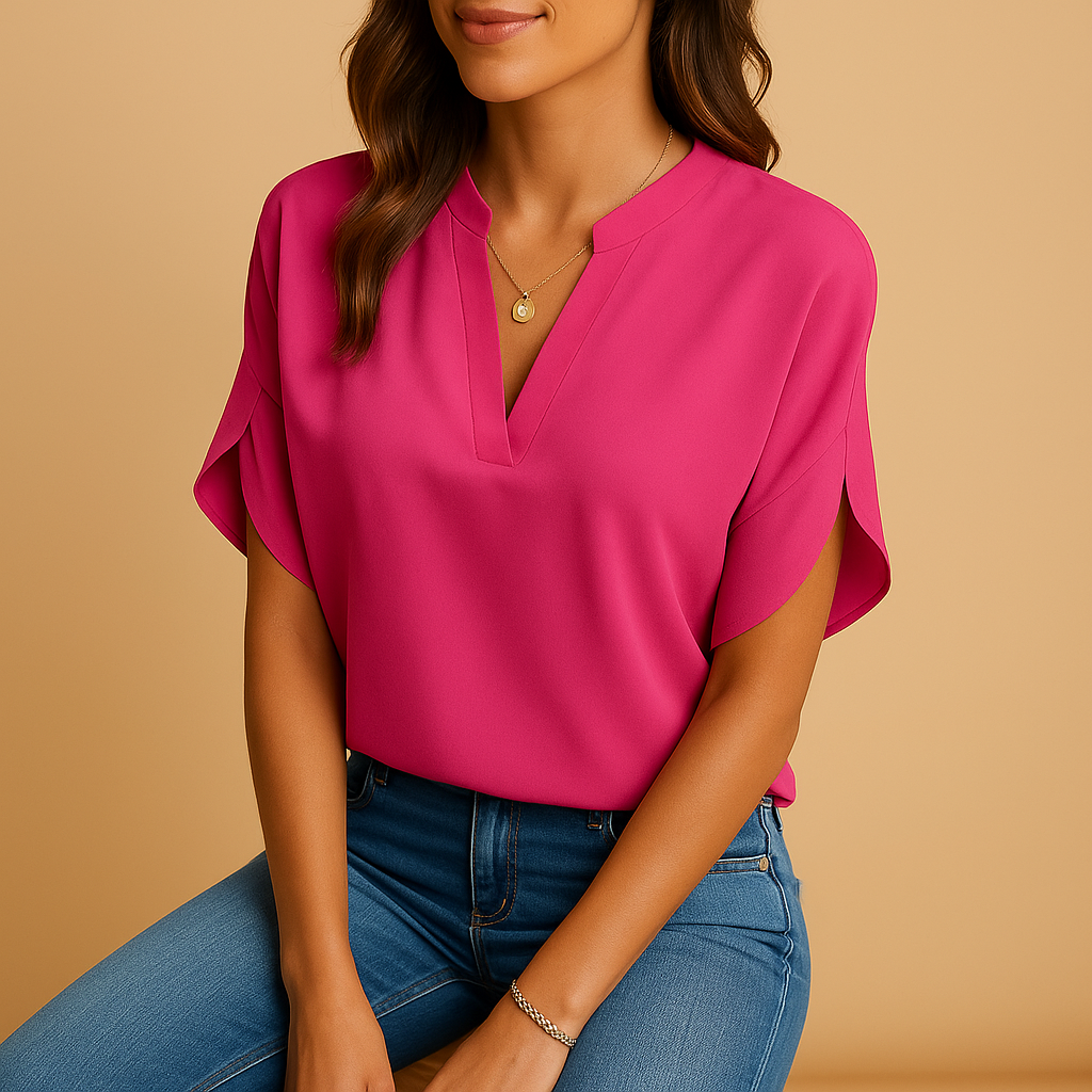 Women’s lightweight elegant blouse with a breathable cotton blend and feminine fit, perfect for spring, summer, and transitional wear.