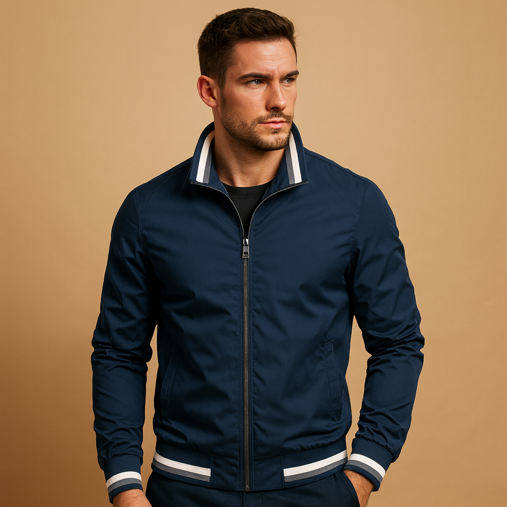 Men’s lightweight summer jacket with breathable fabric, practical zipper, and timeless design, perfect for casual or formal wear.