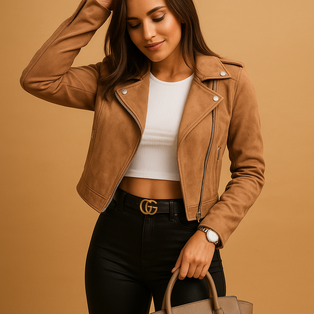 Women’s lightweight tailored jacket with zipper closure, stand-up collar, and pockets. Elegant, breathable, and versatile for daily wear or formal looks.