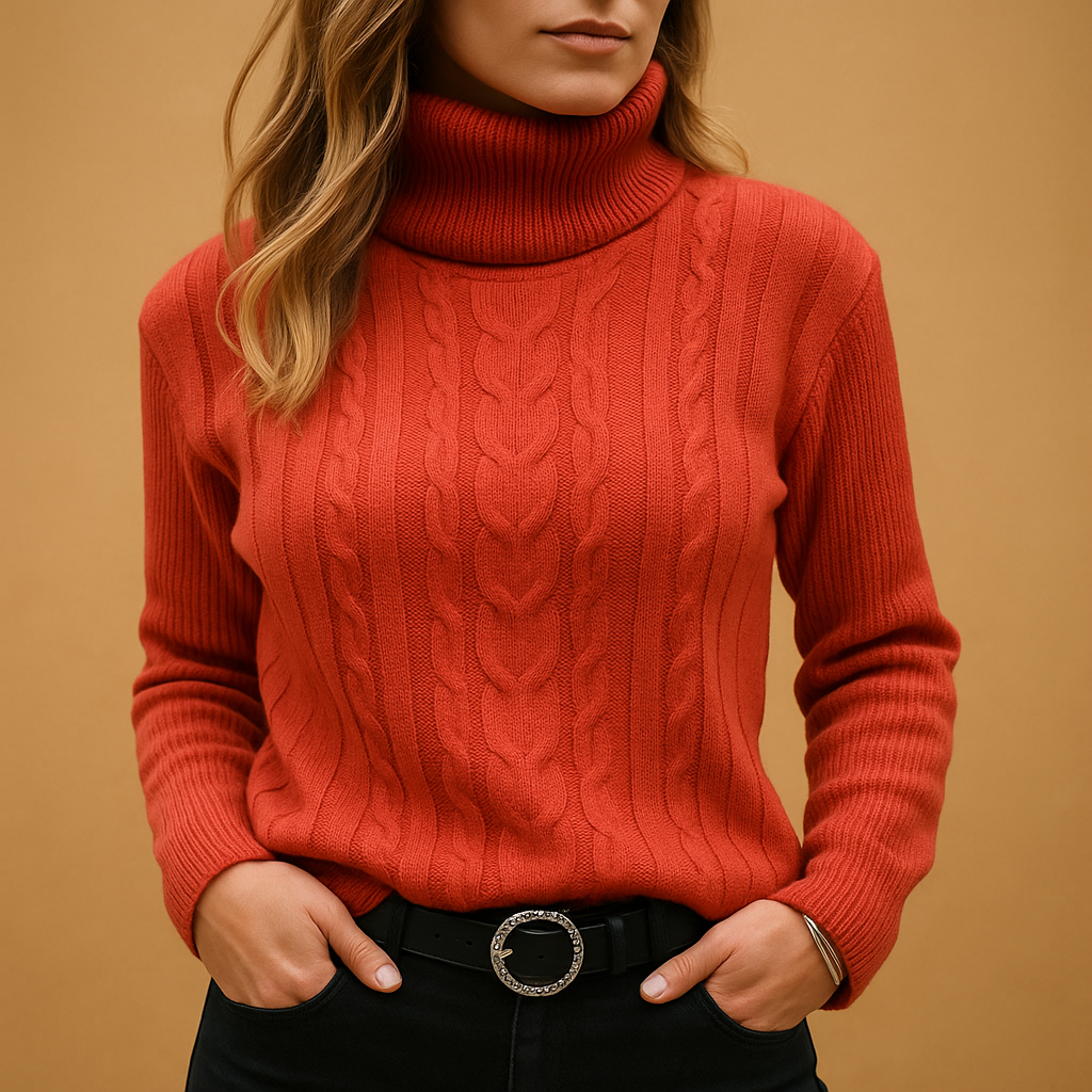 Lightweight turtleneck sweater for women with relaxed fit, minimalist style, and soft breathable fabric for casual or office wear.