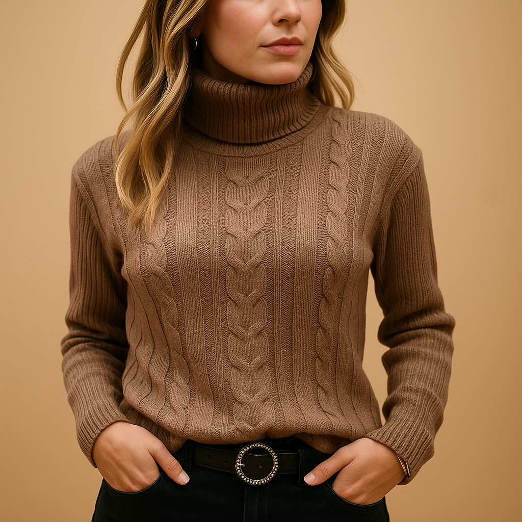 Lightweight turtleneck sweater for women with relaxed fit, minimalist style, and soft breathable fabric for casual or office wear.