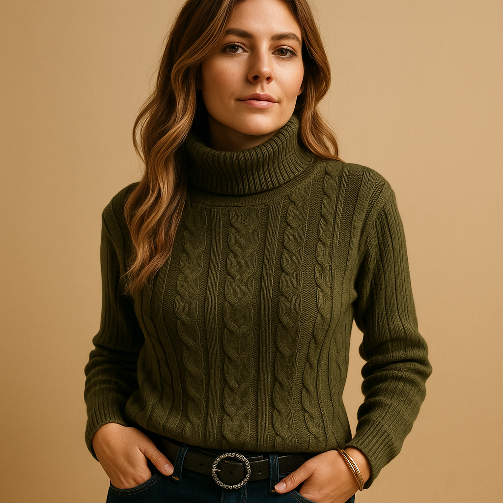 Lightweight turtleneck sweater for women with relaxed fit, minimalist style, and soft breathable fabric for casual or office wear.