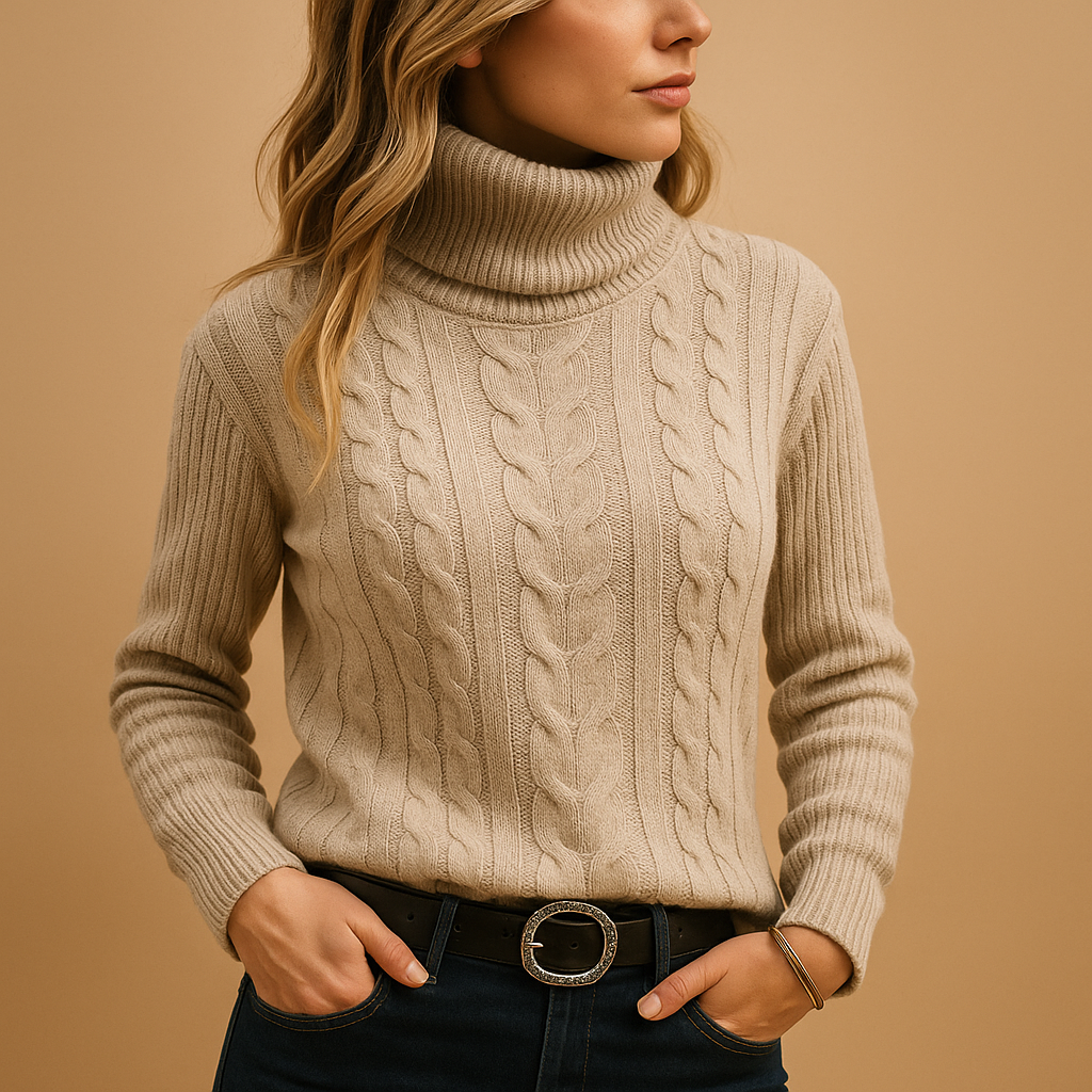 Lightweight turtleneck sweater for women with relaxed fit, minimalist style, and soft breathable fabric for casual or office wear.