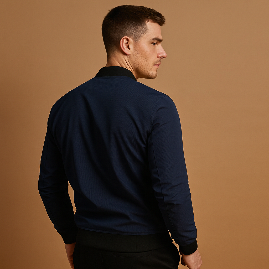 Men’s lightweight bomber jacket with zipper, comfortable and stylish, perfect for casual wear in any season.