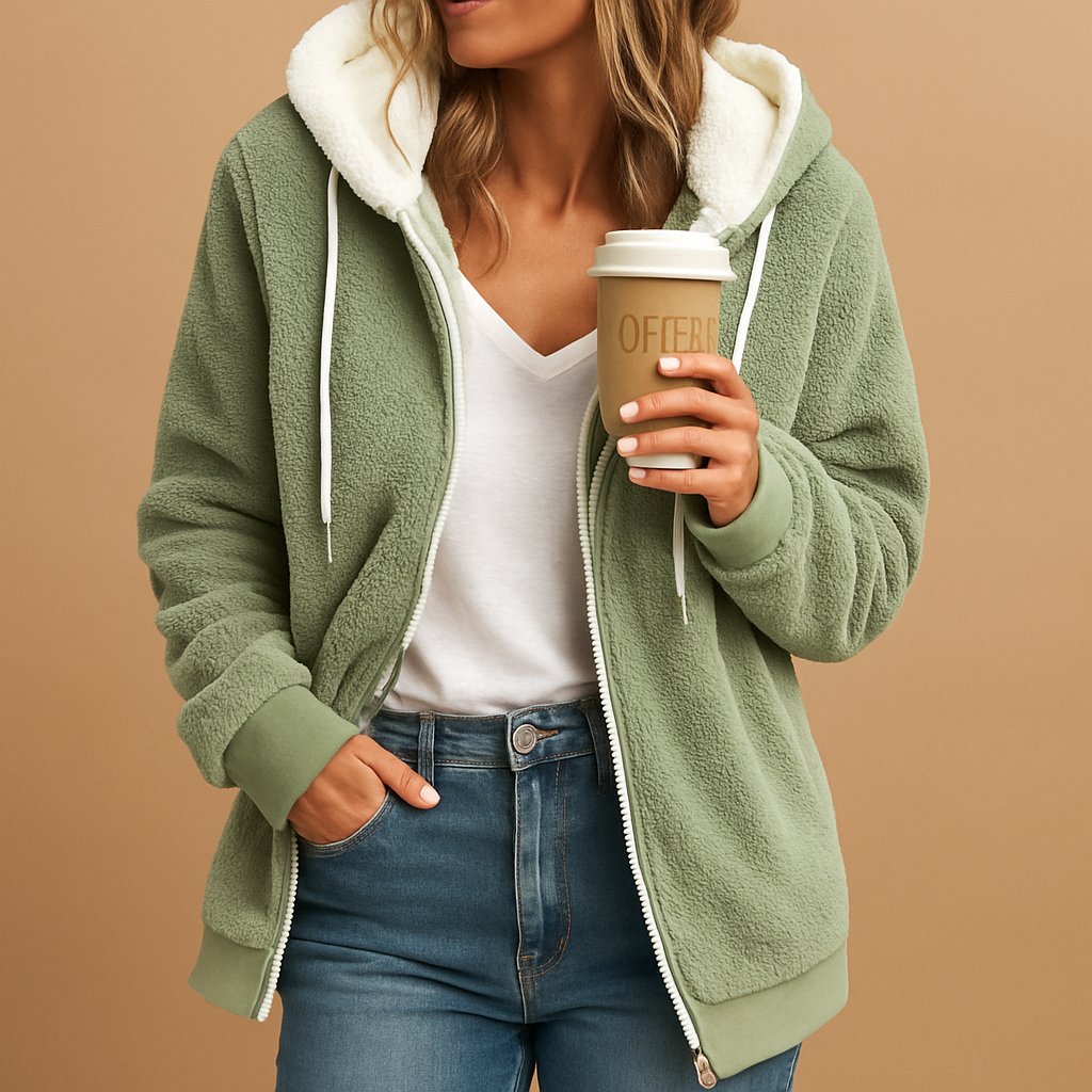 Cozy long fleece cardigan for women with hood, oversized fit, and multiple colors, perfect for autumn, winter, and home lounging.