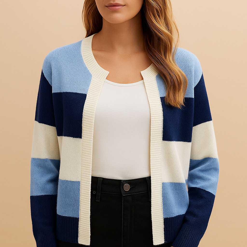 Elegant long open cardigan for women with a timeless cut, perfect for layering at work, casual outfits, or relaxed evenings at home.