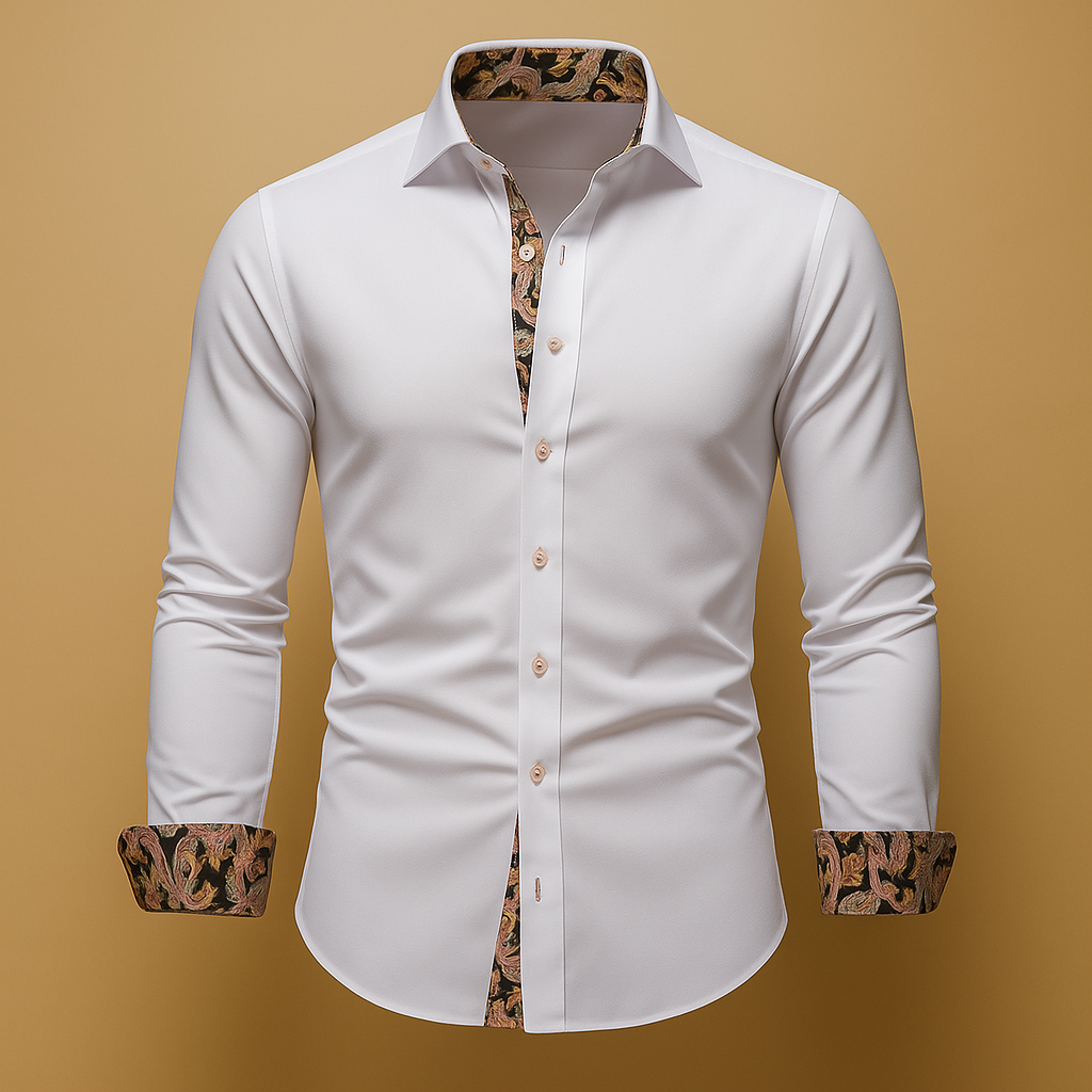 Men’s long sleeve dress shirt with refined fit and timeless design, available in multiple colors. Perfect for formal events, evening wear, and casual outfits.