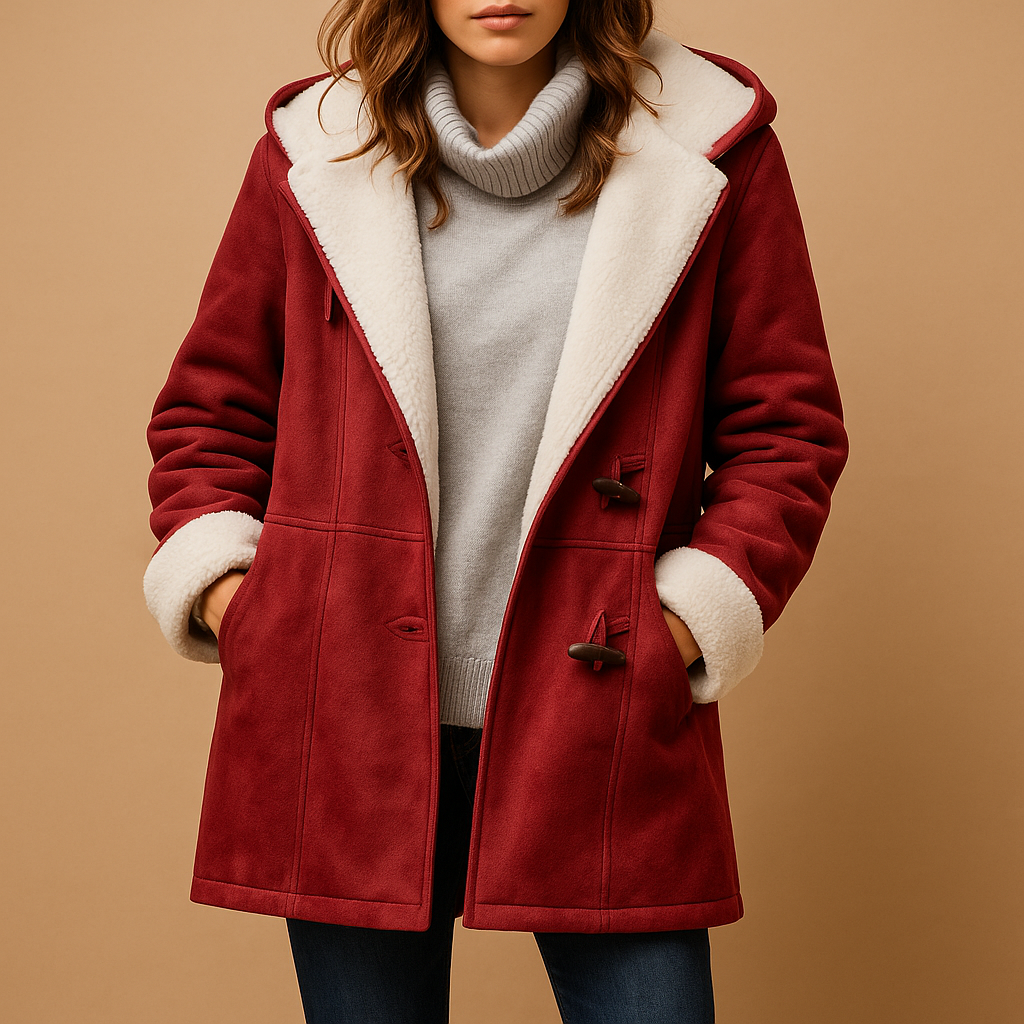Long winter coat with hood for women, soft insulating fabric, modern fit, and trendy colors for casual and formal winter outfits.