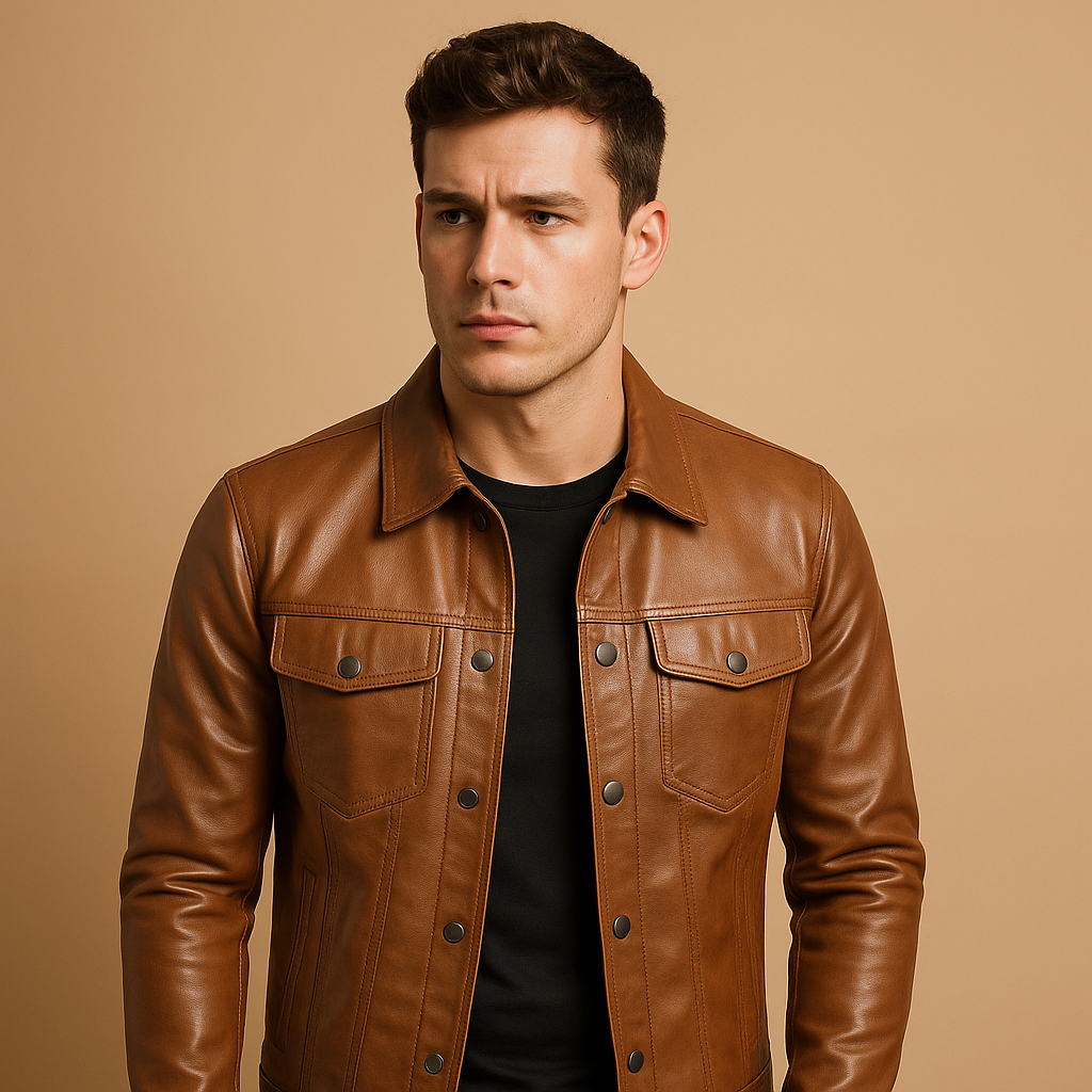 Men’s modern biker jacket with slim fit and streetwear details, lightweight and durable for motor rides and casual wear.