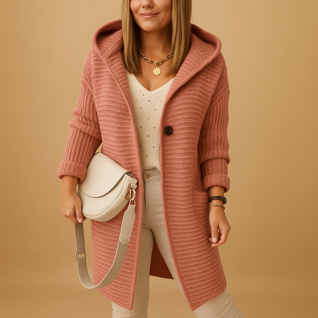 Women’s open cardigan with oversized fit, timeless cut, and soft airy fabric. Perfect for layering with dresses, jeans, or casual trousers.