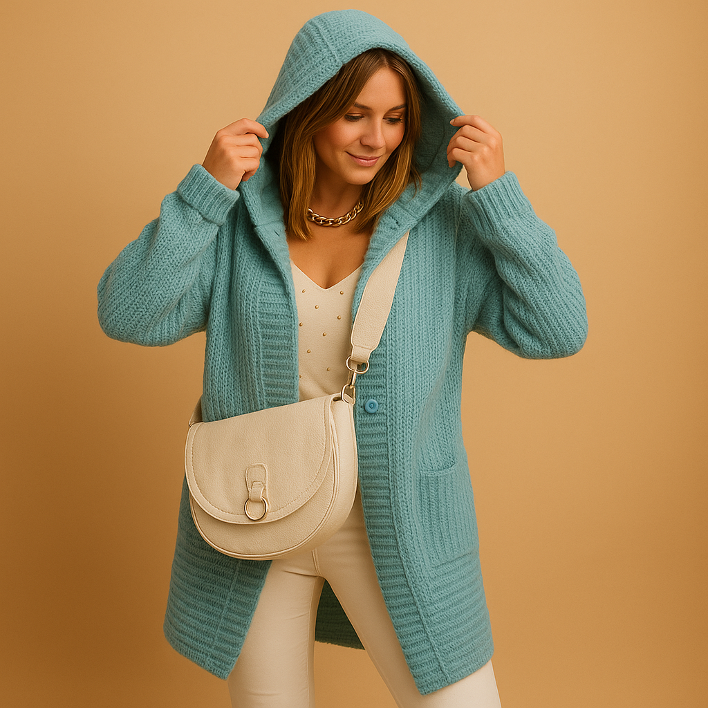 Women’s open knit cardigan with relaxed open front, soft breathable fabric, perfect for autumn, winter layering, or cozy everyday wear.