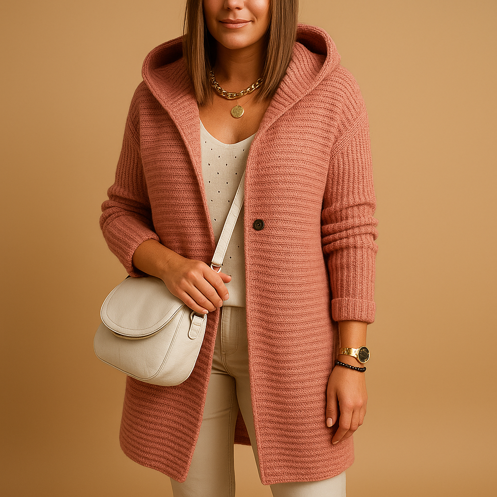 Women’s open knit cardigan with relaxed open front, soft breathable fabric, perfect for autumn, winter layering, or cozy everyday wear.