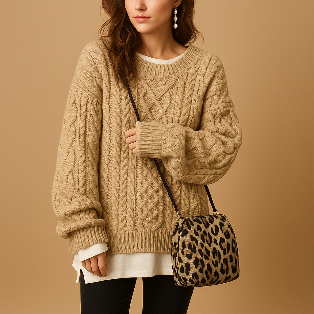 Oversized chunky knit sweater for women with dropped shoulders, extra-long sleeves, and soft breathable fabric for casual winter outfits.