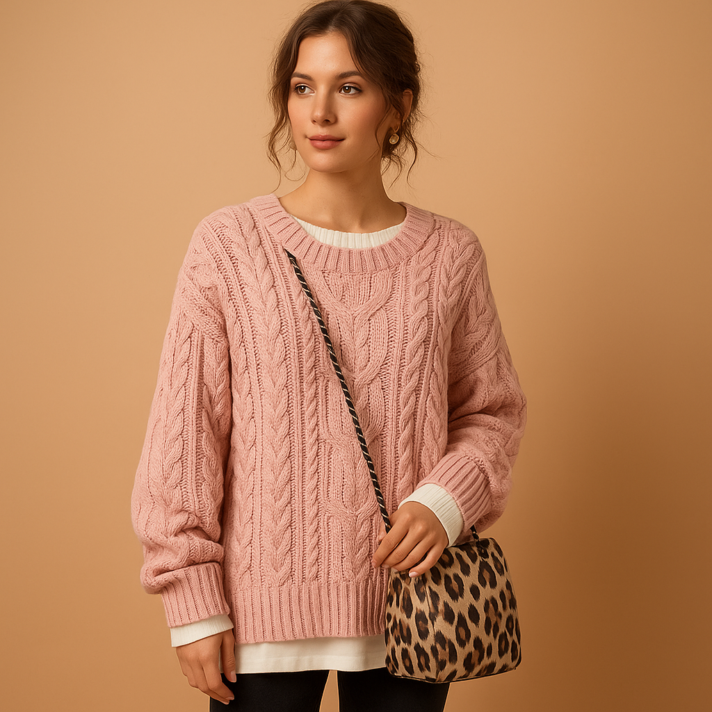 Oversized chunky knit sweater for women with dropped shoulders, extra-long sleeves, and soft breathable fabric for casual winter outfits.
