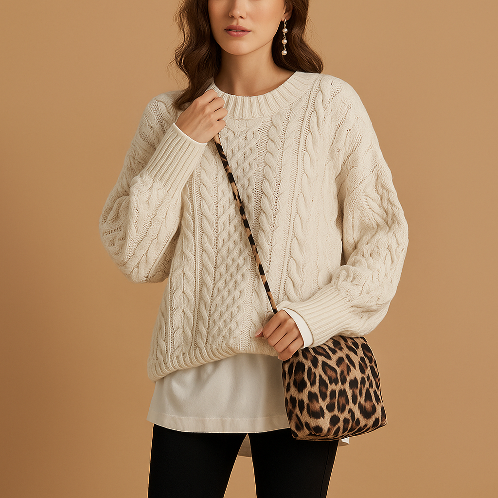 Oversized chunky knit sweater for women with dropped shoulders, extra-long sleeves, and soft breathable fabric for casual winter outfits.