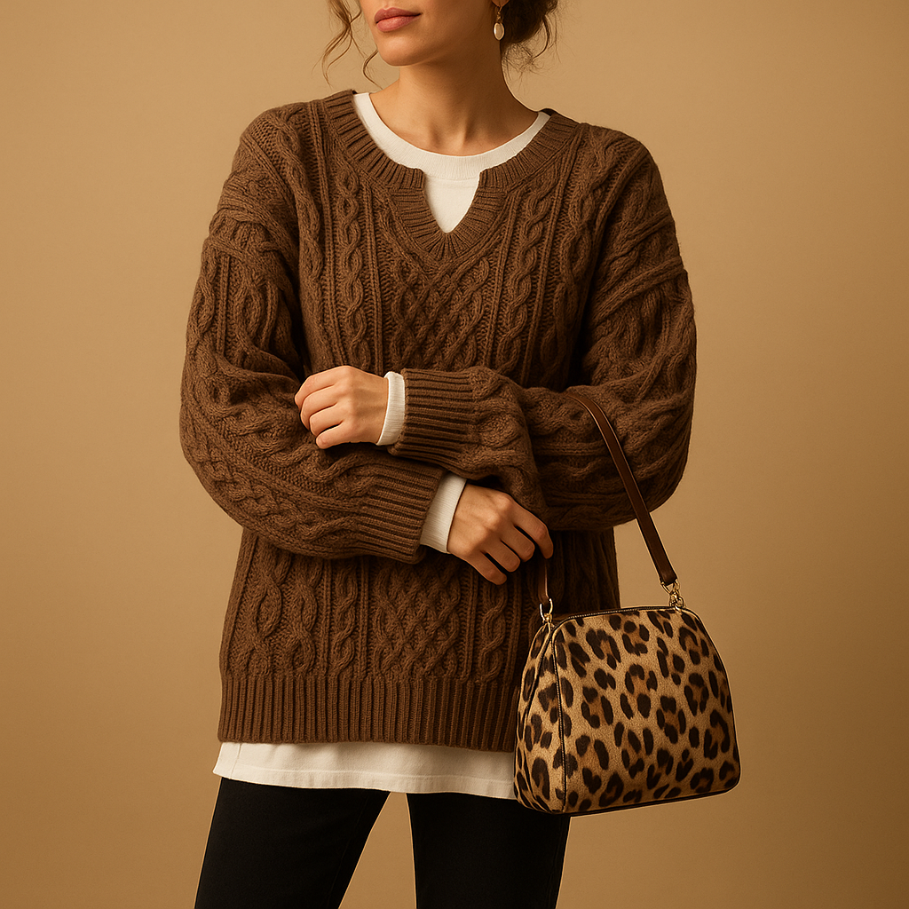 Oversized chunky knit sweater for women with dropped shoulders, extra-long sleeves, and soft breathable fabric for casual winter outfits.