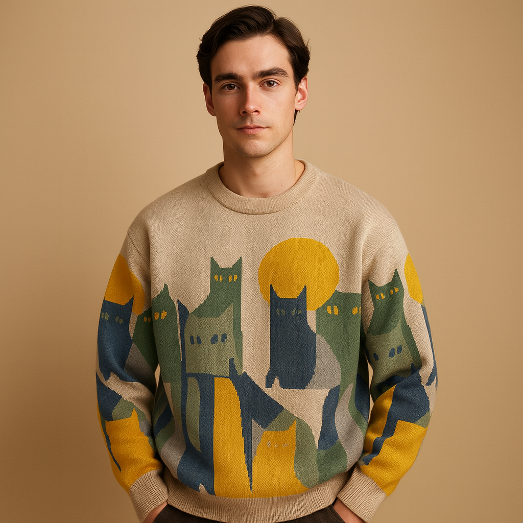 Men’s oversized knitted jumper with a loose fit and soft fabric, perfect for casual wear during autumn and winter