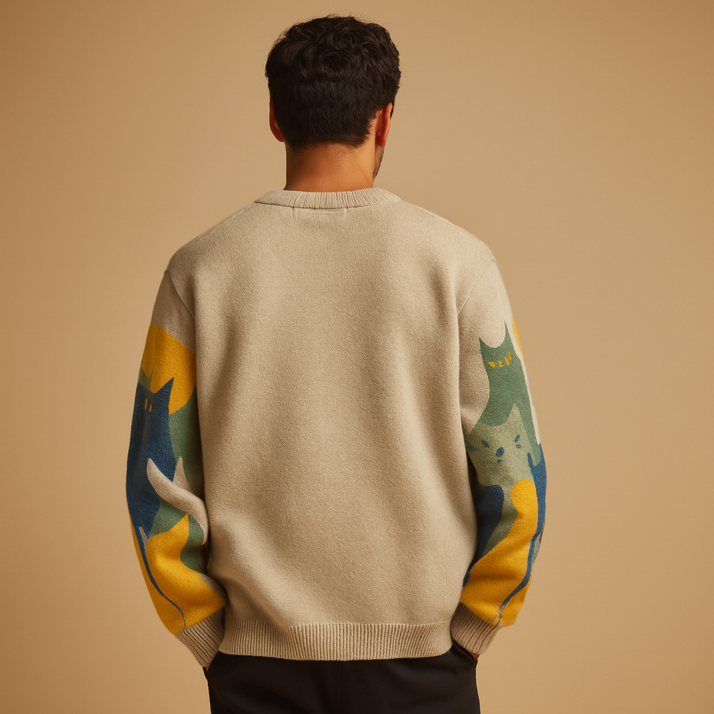 Men’s oversized knitted jumper with a loose fit and soft fabric, perfect for casual wear during autumn and winter