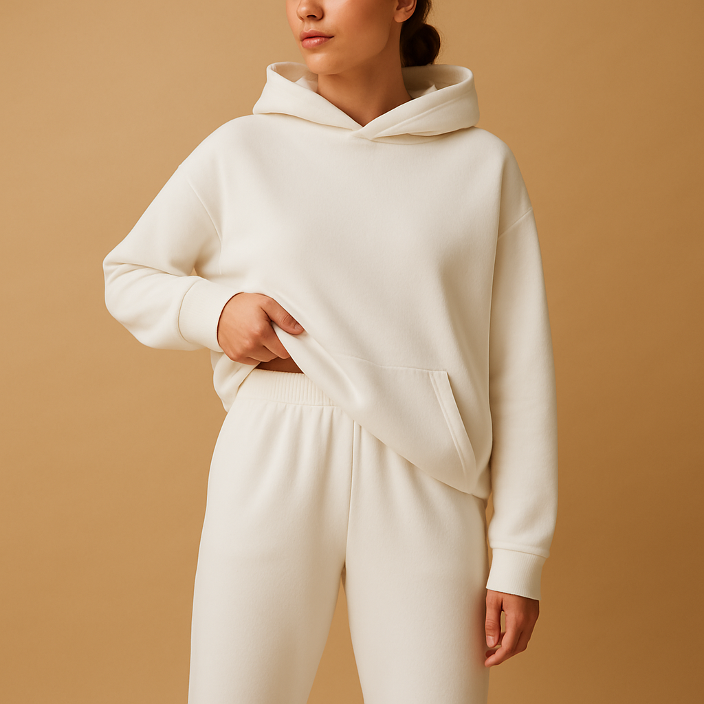 Women’s oversized loungewear set with hoodie and joggers, perfect for home, leisure, errands, or casual relaxation.