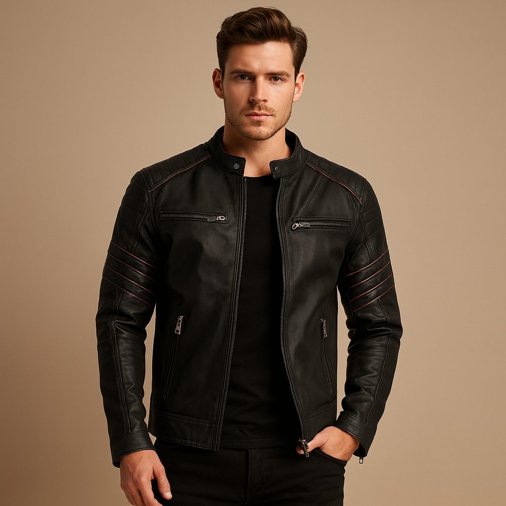 Mason is a premium biker jacket for men with a bold, weather-resistant design. Perfect for rides or nights out. Order now in style!
